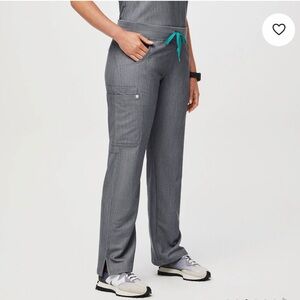 Figs Women's Graphite Kade Scrub Pants with Teal Accents Medium Tall.